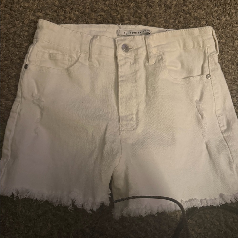 Cream Jean Shorts